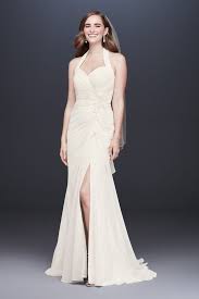 Halter Pleated Sheath Wedding Dress With Applique Sheath Wedding Dress Wedding Dresses Petite Wedding Dress
