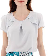 jcpenney worthington short sleeve ruffle shoulder blouse