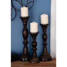 Maybe you would like to learn more about one of these? Litton Lane Black Mango Wood Farmhouse Candle Holder Set Of 3 14309 The Home Depot Wood Candle Holders Candle Holders Wood Candle Sticks