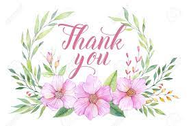 Thank you with flowers card. Hand Drawn Watercolor Illustration Thank You Card With Leaves And Flowers Watercolor Ready To Use Card Save The Date Perfect For Invitations Greeting Cards Blogs Posters And More Stock Photo Picture And
