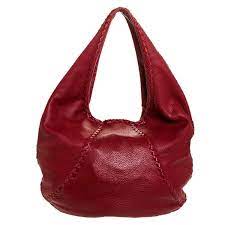 Bottega Veneta Red Cervo Leather Large Baseball Hobo Bottega Veneta Tlc