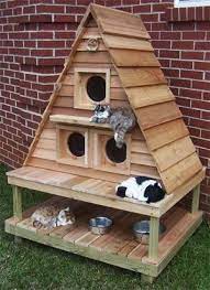 15 Gorgeous Cat House Ideas All Made Of Wood Outdoor Cat House Pet Furniture Cat Furniture