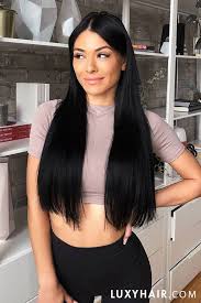 Buy jet black clip in hair extensions if you want to experience the best experience in the hair extensions ranges from the market. 20 Seamless Jet Black Clip Ins 20 180g Long Hair Styles Thick Hair Styles Jet Black Hair