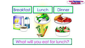 I usually have some sandwiches, fruits and juice. Breakfast Lunch Dinner Level 2 English Lesson 16 Clip Kids Food English Words Dailymotion Video