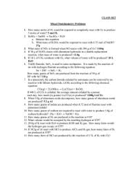 Stoichiometry Calculation Practice Worksheet