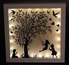 Bett mit led beleuchtung selber bauen. Beleuchteter Bilderrahmen Familiegeschenk Etsy Shadow Box Art 3d Paper Art Frame Crafts