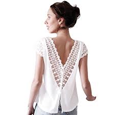 Super carino e facile da abbinare con jeans o pantaloncini! Ronamick Magliette Donna Sexy Pizzo Bluse E Camicie Backless Chiffon Tops Blouses Con Scollo A V Sexy Eleganti Abbigliamento Manica Corta Tops 1set Prezzi E Offerte Market Patentati