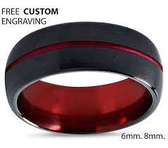 Mens Wedding Band Red Black Wedding Ring Tungsten Ring 8mm Personalized Engagement Ring Promise Ring Rings For Men Rings For Women Black Wedding Rings Black Red Wedding Cool Wedding Rings