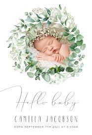Greenery Birth Announcement Template Greetings Island Birth Announcement Template Birth Announcement Card Birth Announcement