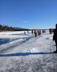 ice harvesting on Squam Lake ...