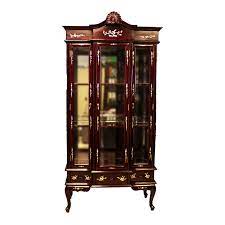 A hand rubbed natural lacquer to. Solid Rosewood French Design Three Door Display Cabinet With Queen Anne Leg Dark Cherry Finish Lk