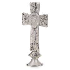 To the christian faith, a cross is the symbol of christ and christianity. Crucifix Silver Table Cross With Burial Resurrection And Ascen Online Sales On Holyart Com