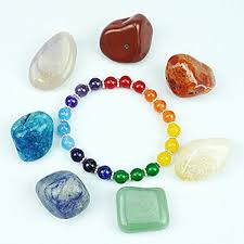 7 Chakra Crystal Semiprecious Stone Bracelet With 7 Tumbled Polished Stones In A Velvet Bag By J Semi Precious Stone Bracelet Beaded Jewelry Diy Stone Bracelet