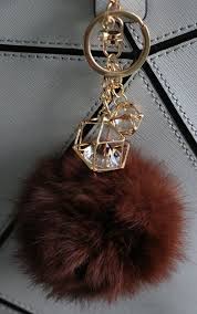 Fur Pom Pom Key Chain And Purse Accessory Brown New Etsy Purse Accessories Fur Pom Pom Accessories