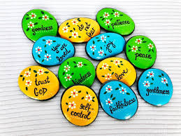 Fruit Of The Spirit Painted Stones 12 Christian Scripture Etsy Stone Painting Fruit Of The Spirit Scripture Painting
