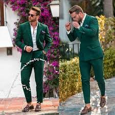 Men S Formal Green Suits Double Breasted Groom Wedding Wear Tuxedos Peak Lapel Blazer Outfits Men Green Suit Men Stylish Men Wear