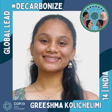 Decarbonize Global Lead Highlight 📣 Greeshma Kolichelimi