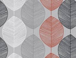 Arthouse Opera Retro Leaf 408203 Burnt Orange Black Grey Orange Wallpaper Leaf Wallpaper Silver Wallpaper