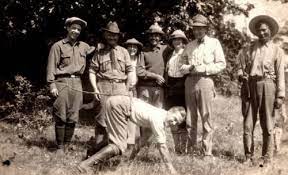 Vintage Photo Of Group Of Friends with Native American Guide Man Getting  Spanked | eBay