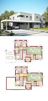 Zweifamilienhaus Im Bauhaus Stil Mit Flachdach Und Carport Haus Grundriss Celebration 282 V6 Bien Zenker Fertighaus Ha Haus Grundriss Zweifamilienhaus Haus