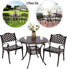 Brighten up your porch with a wooden garden bench and a tranquil fountain. Artethys 2 Piece Cast Aluminum Iron Chair Outdoor Bistro Dining Chair Set Aluminum Dining Chairs For Patio Yard Garden Furniture Antique Bronze 1 Patio Furniture Accessories Patio Lawn Garden