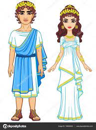 Family In Clothes Of Ancient Greece Anak Animasi