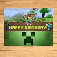 Minecraft Happy Birthday Card Printable Free Minecraft Birthday Sign Green Blocks Minecraft Happy Birthday Poster Minecraft Party Favors Minecraft Birthday Happy Birthday Posters Minecraft Birthday Card