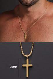 Cross Necklace For Men Men S Gold Cross Necklace Etsy Gold Necklace For Men Gold Cross Necklace Men Mens Gold Jewelry