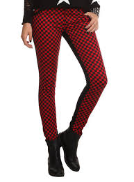 Black And Red Checkered Pants Royal Bones Black Red Checker Split Skinny Jeans Hot Topic Girls Skinny Jeans Skinny Jeans Bottom Clothes