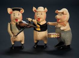 Three Mechanical Toys Depicting The Three Little Pigs Orchestra By Schuco 400 Auctions Online Little Pigs Three Little Pigs Toys