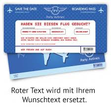 Sie buchen ihre flugtickets sicher und einfach direkt über unsere website. Save The Date Karten Zur Hochzeit Flugticket Motiv In Blau Ebay