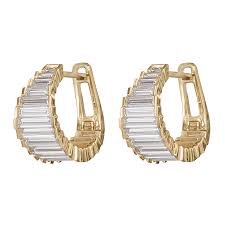 Lab Grown Baguette Diamond Stepped Hoop Earrings – ARTEMER