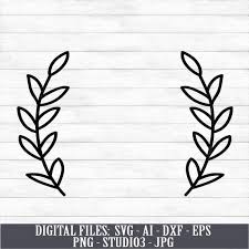 Leafy Wreath Decorative Border Laurel Leaves Vine Etsy Leafy Wreath Laurel Decorative Borders