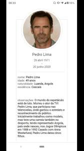 O ator é ainda pai de joão francisco, de 20, fruto do casamento. Descansa Em Paz Pedro Lima Nasceu 20 04 1971 Faleceu 20 06 2020