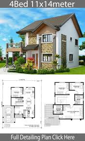 Home Design Plan 11x14m With 4 Bedrooms Model House Plan Bungalow House Design Sims House Plans