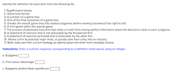 Solved Identify The Definition For Each Term From The Fol Chegg Com