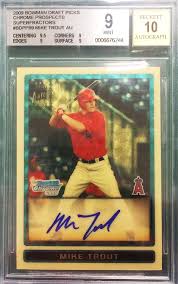 Mike trout is widely considered the best player in mlb, so it's no surprise a rare baseball card of the los angeles angels star sold for a record amount. 400 000 Sale Of 2009 Bowman Chrome Mike Trout Superfractor Auto