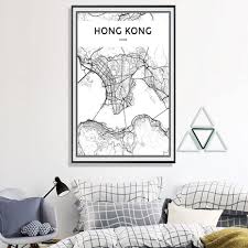 Hong kong panorama 1997 acrylic on canvas 6x12ft / 1.83x3.66m statistics on making a panoramic iconic prints of hong kong, singapore, tokyo are amongst the collection. Hong Kong Wall Map Modern Asia City Map Art Abstract Minimalist Poster Nordicwallart Com