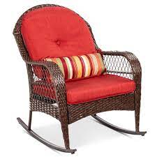 Shop today to find a zillion things home! Best Choice Products Outdoor Wicker Rocking Chair For Patio Porch W Steel Frame Weather Resistant Cushions Red Walmart Com Walmart Com