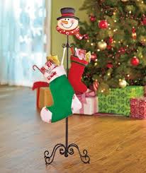 Snowman Floor Standing Holiday Mini Stocking Holder Christmas Table Decoration Christmas Stocking Holders Holiday Decor Holiday Stockings