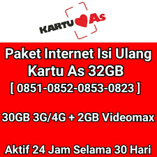 Melalui paket internet tersebut anda bisa mendapatkan kuota 17 gb + 300 menit telepon + 400 sms ke sesama telkomsel selama 30 hari. Paket Internet Telkomsel Kartu As 32gb 30gb 3g 4g 2gb Videomax 24jam 30hari Shopee Indonesia
