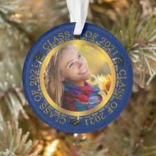 Class Of 2021 Christmas Ornaments Class Of 2021 Graduation Photo Blue Gold Ornament Zazzle Com Photo Ornaments Gold Class Graduation Photos