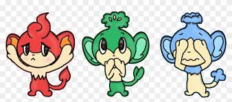 The Three Wise Elemental Monkeys By Keoen 3 Elemental Monkeys Pokemon Free Transparent Png Clipart Images Download