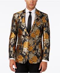 Black And Gold Blazer Mens Tallia Men S Slim Fit Black And Gold Floral Evening Jacket Slim Fit Men Evening Jackets Jackets