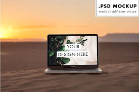 Sunset Sahara Dune Laptop Web Mockup In 2020 Web Mockup Graphic Design Mockup Mockup