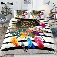 Black And White Striped Floral Bedding Black Stripe Floral Bedding Set In 2020 Floral Bedding Sets Striped Duvet Covers Flower Bedding