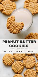 1 Bowl Vegan Peanut Butter Cookies The Simple Veganista In 2020 Vegan Peanut Butter Cookies Peanut Butter Recipes Easy Butter Cookies
