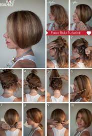 Diy Faux Bob Hairstyle Do It Yourself Fashion Tips Diy Fashion Projects Short Hair Tutorial Hair Romance Hair Styles