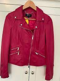 Bnwt Karen Millen Hot Pink Leather Zip Jacket Biker 8 Jackets For Women Jackets Karen Millen