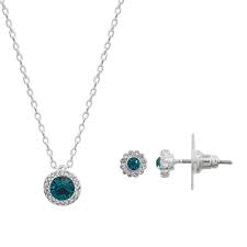 Lc Lauren Conrad Birthstone Circular Pendant Necklace Earrings Set Earring Set Claw Earrings Necklace Earring Set
